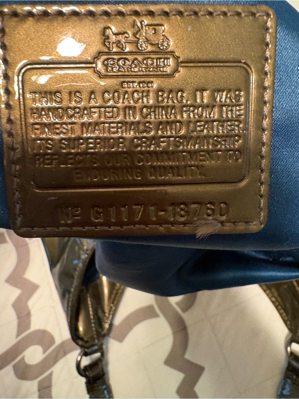 Coach Patent Shoulder Bag in Olive Green - Picture 8 of 8